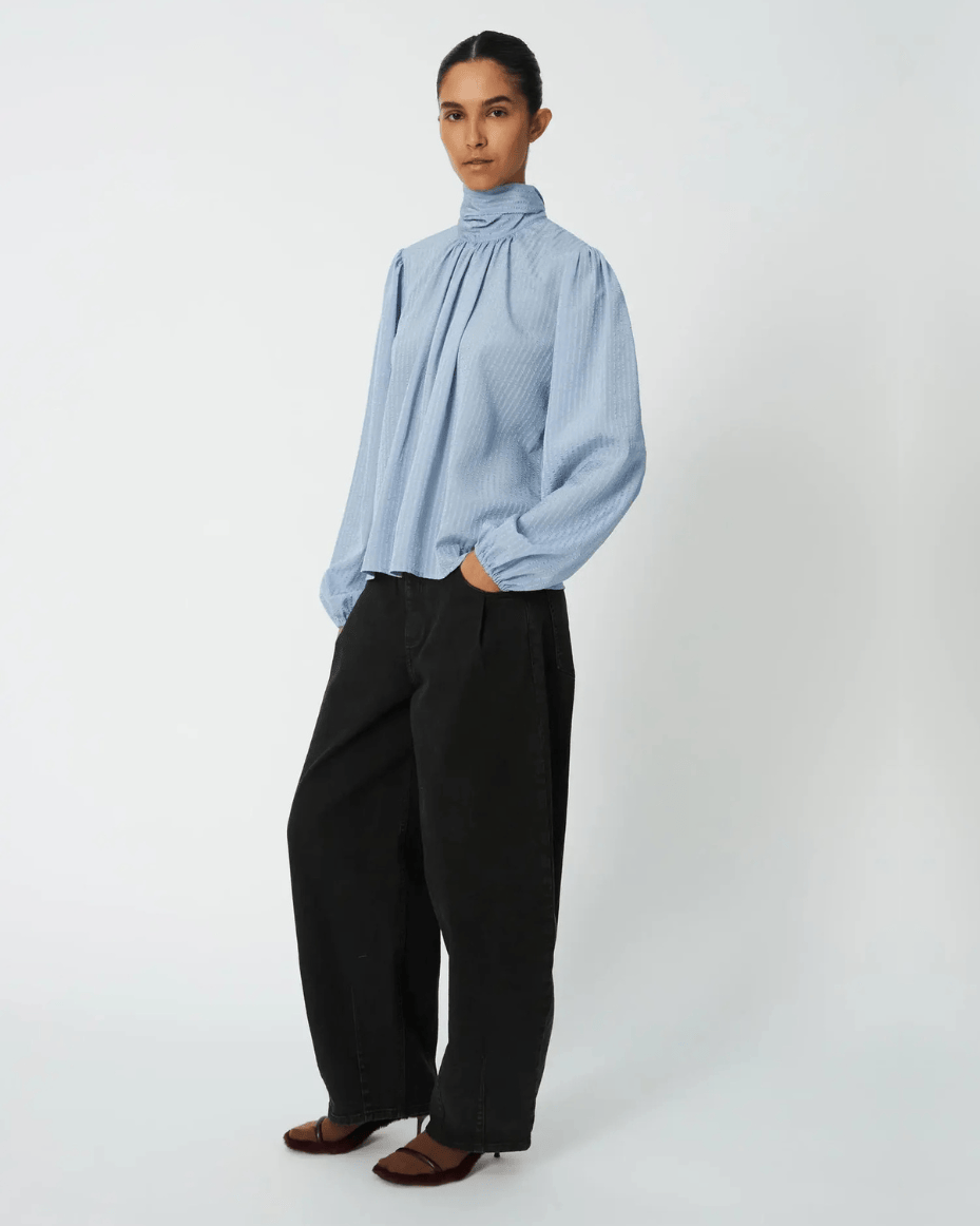 Stella Nova Bow Blouse in Dowe Blue