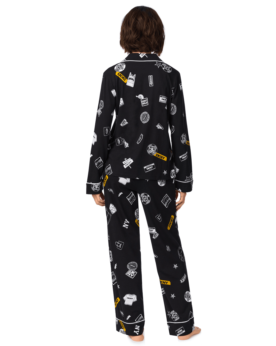 DKNY Long Sleeved Notch Top & Pant Set in NYC Print - DKNY - Luxe Leopard