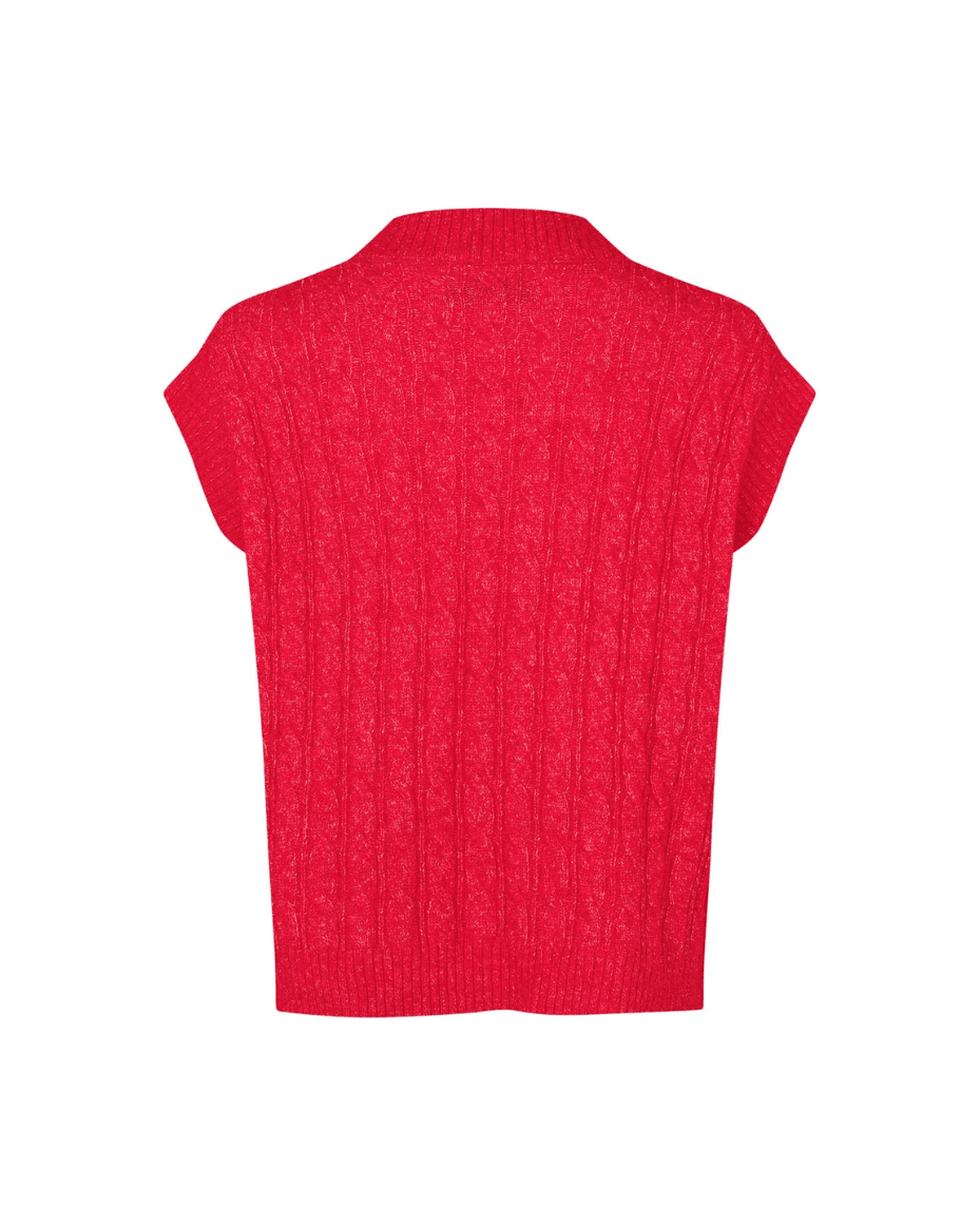Lollys Laundry Finn Knit Vest SL in Red - LOLLYS LAUNDRY - Luxe Leopard