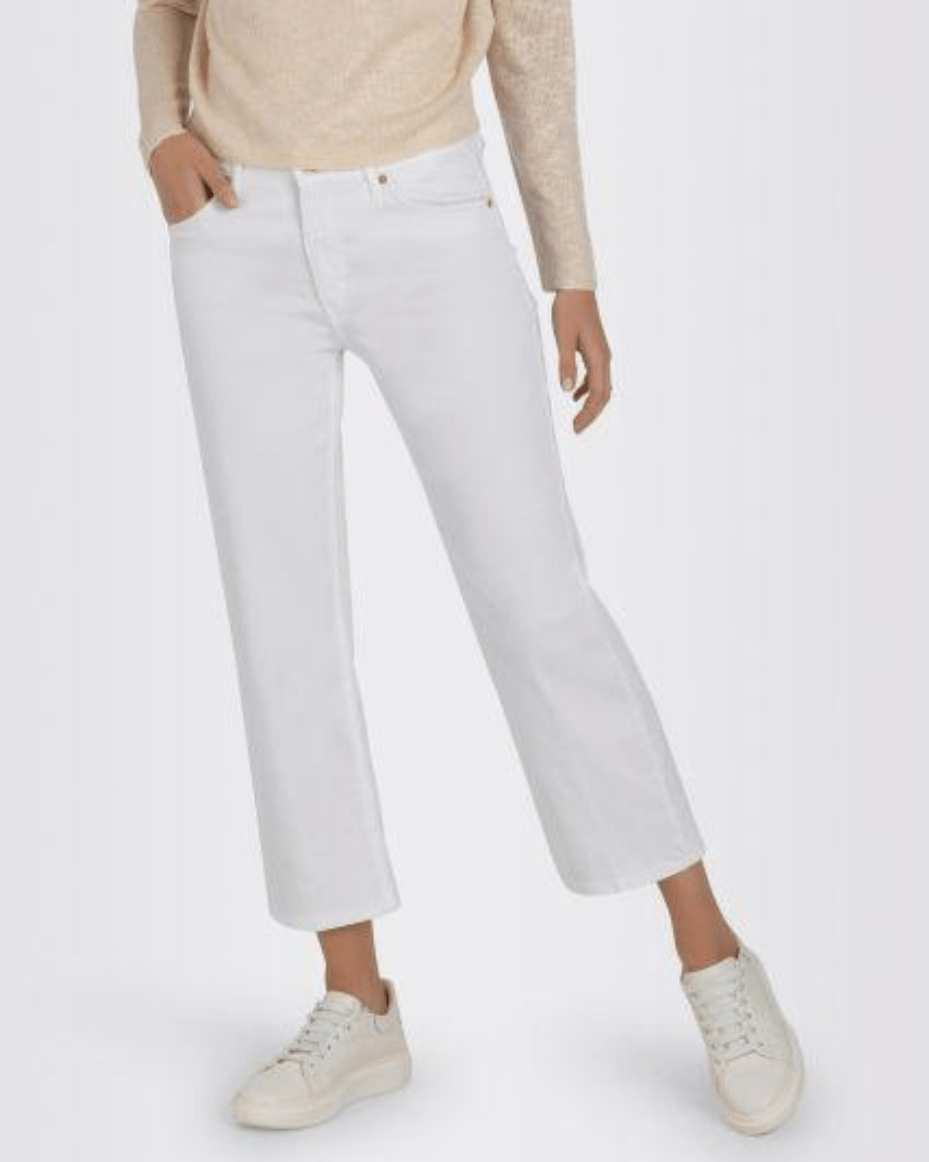 Mac Culotte Jean White Denim Luxe Leopard