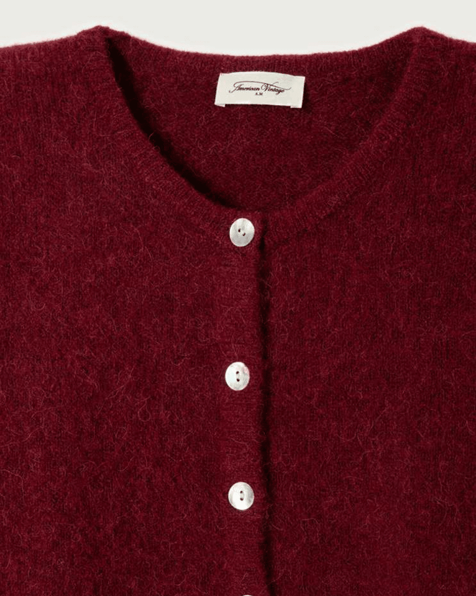 American Vintage Vitow Cardigan Cherry Melange - AMERICAN VINTAGE - Luxe Leopard