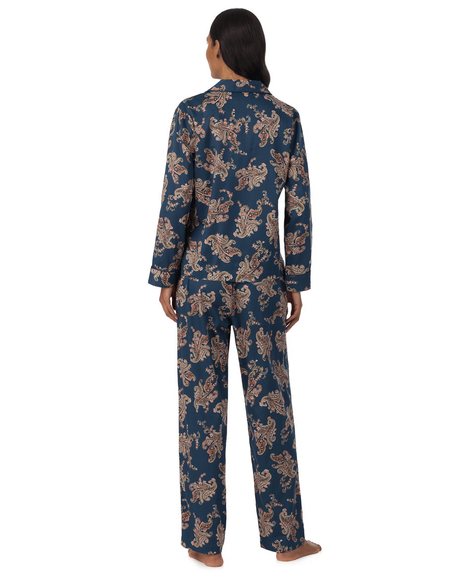 Lauren Ralph Lauren Long Sleeved Notch Collar Pant Pj Set - LAUREN RALPH LAUREN - Luxe Leopard