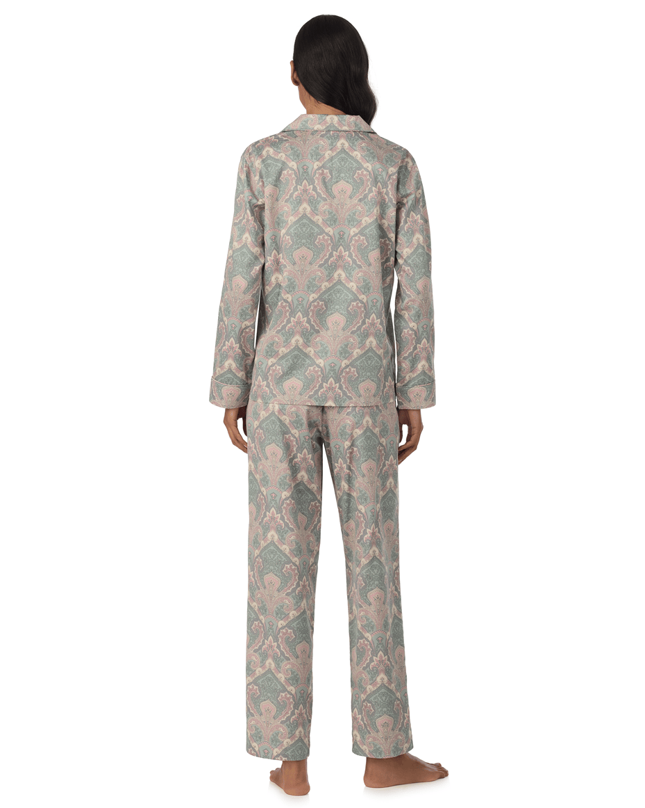 Lauren Ralph Lauren Long Sleeved Notch Collar Pant Pj Set in Paisley