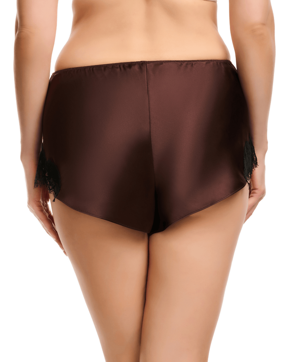 Sainted Sisters Scarlett French Knicker in Dark Chocolate/Black
