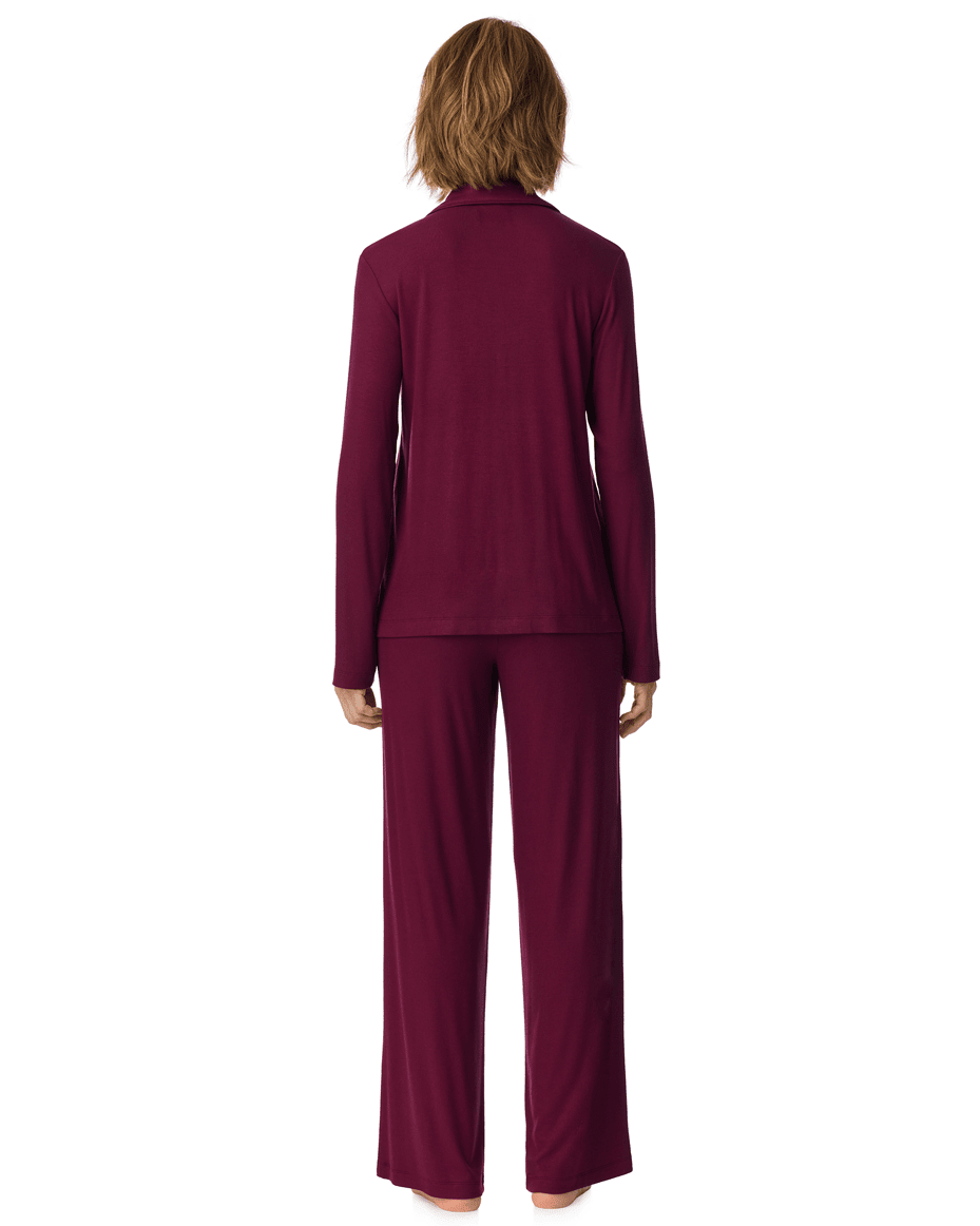 DKNY Long Sleeved Notch Top & Pant Set in Maroon - DKNY - Luxe Leopard