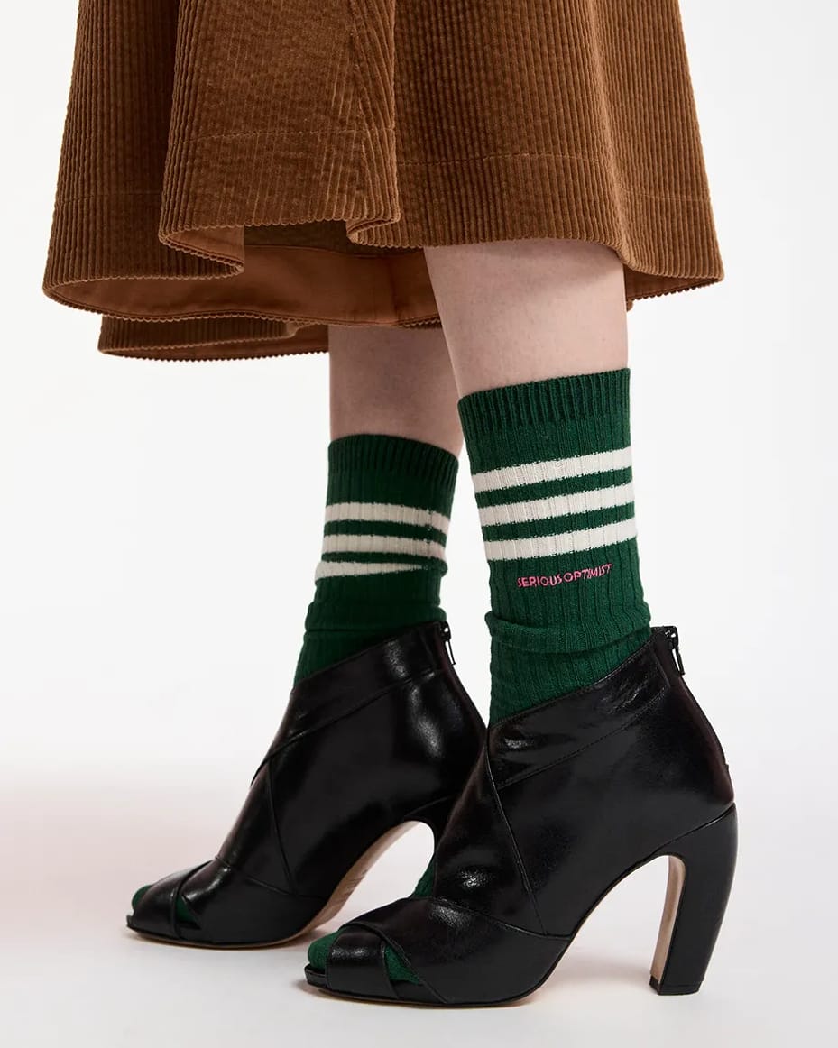 Essentiel Antwerp Kallet Striped Thick Socks Forest Whisper