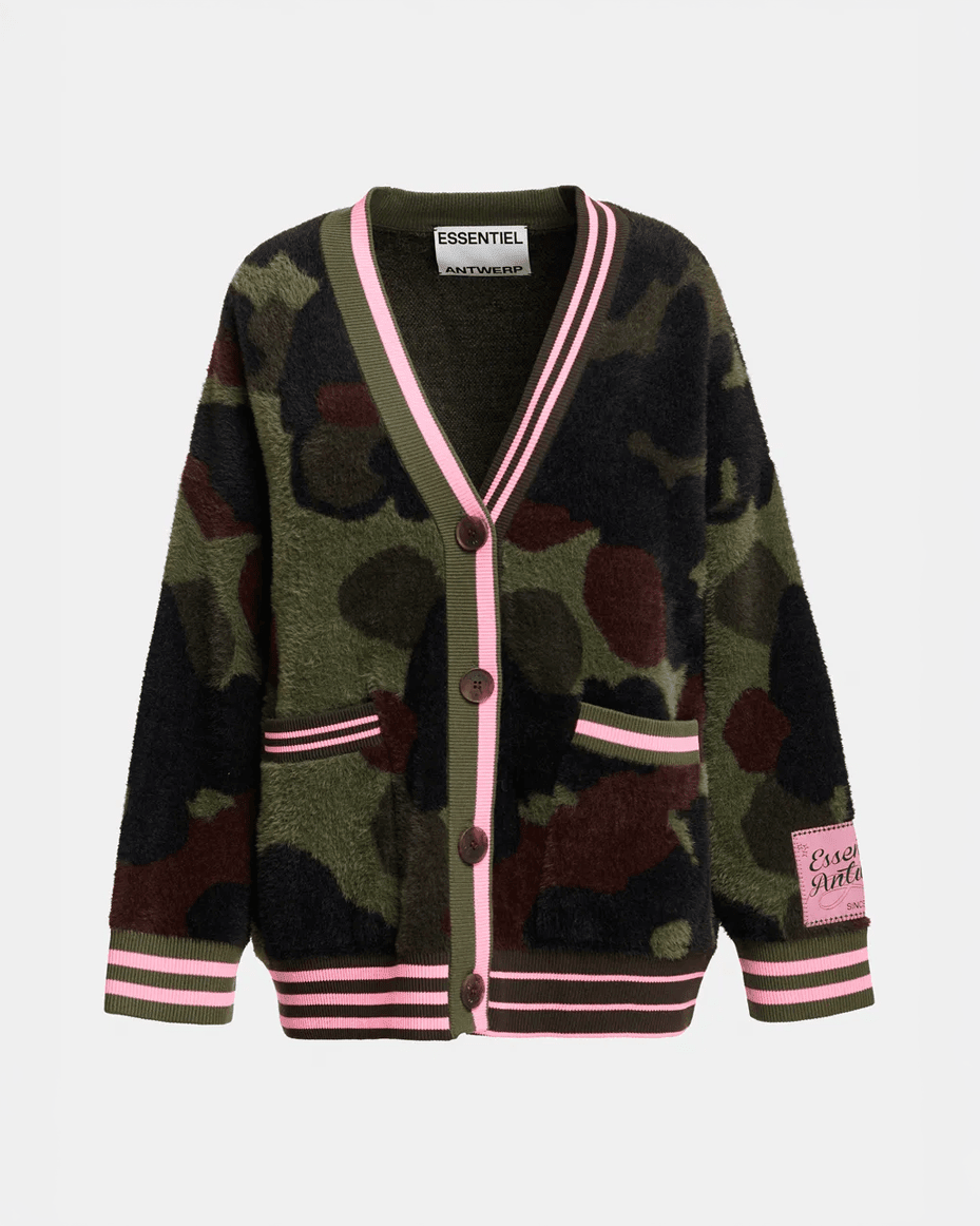 Essentiel Antwerp Kamoo Camouflage Jacquard Cardigan - ESSENTIEL ANTWERP - Luxe Leopard