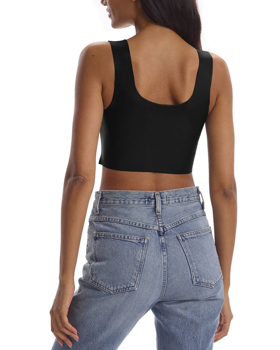 Commando Square Neck Faux Leather Crop Top - COMMANDO - Luxe Leopard