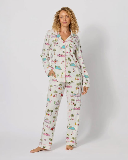 Bedhead Festive Flamingos Long Pyjama Set - BEDHEAD - Luxe Leopard