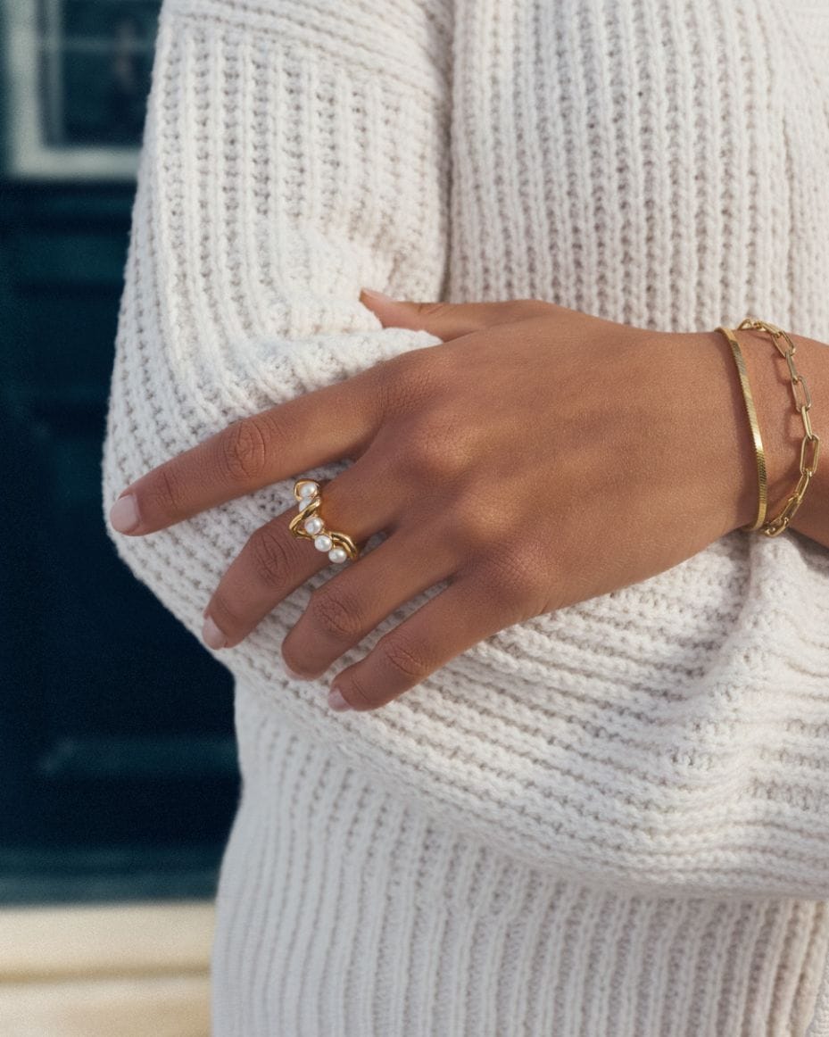 Missoma Gold Molten Pearl Twisted Stacking Ring - MISSOMA - Luxe Leopard
