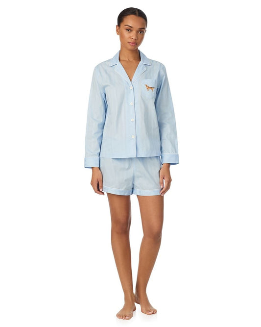 Lauren Ralph Lauren Long Sleeved Notch Collar Boxer PJ Set - RALPH LAUREN - Luxe Leopard