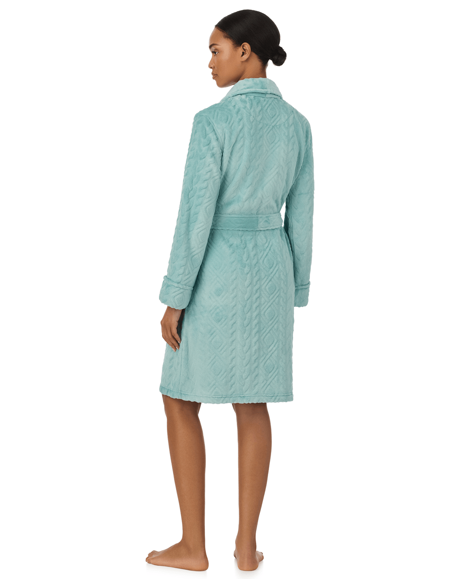 Lauren Ralph Lauren Long Sleeved Short Robe in Seafoam