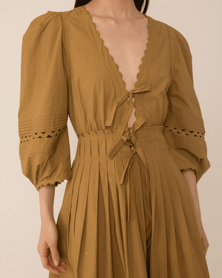 Vivere Pilar Pleat Dress - VIVERE - Luxe Leopard