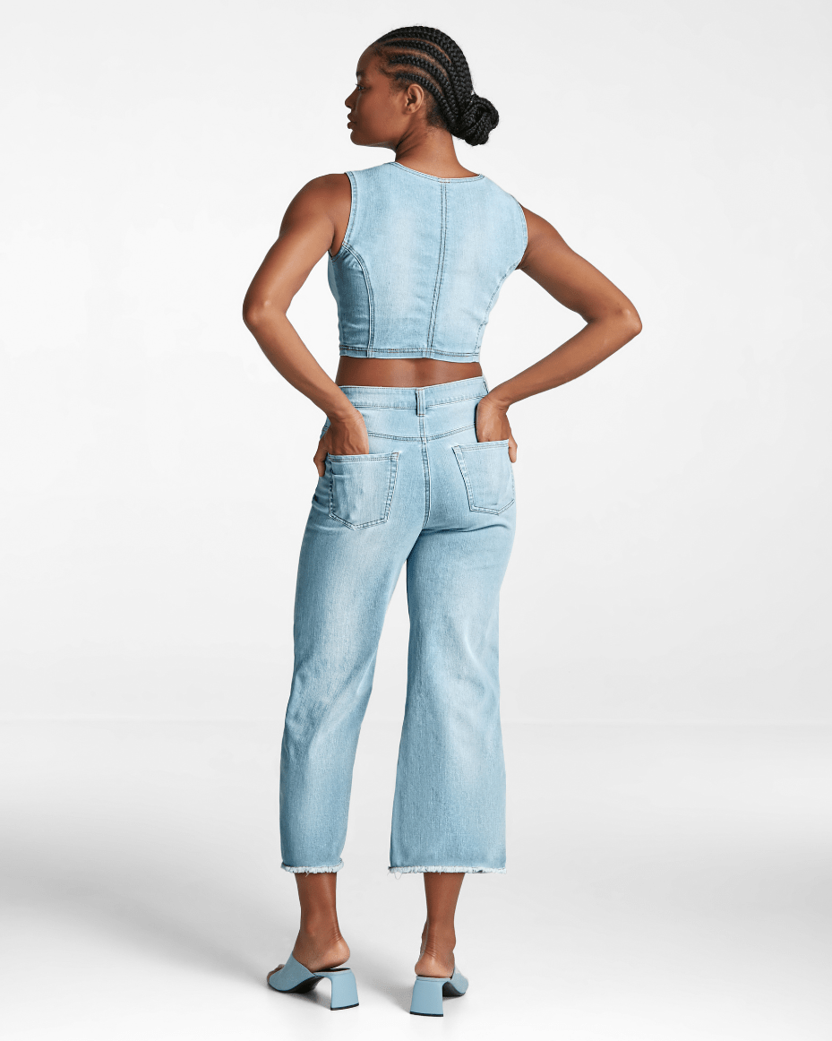 Commando Denim 5 Pocket Crop Wide Leg - Luxe Leopard