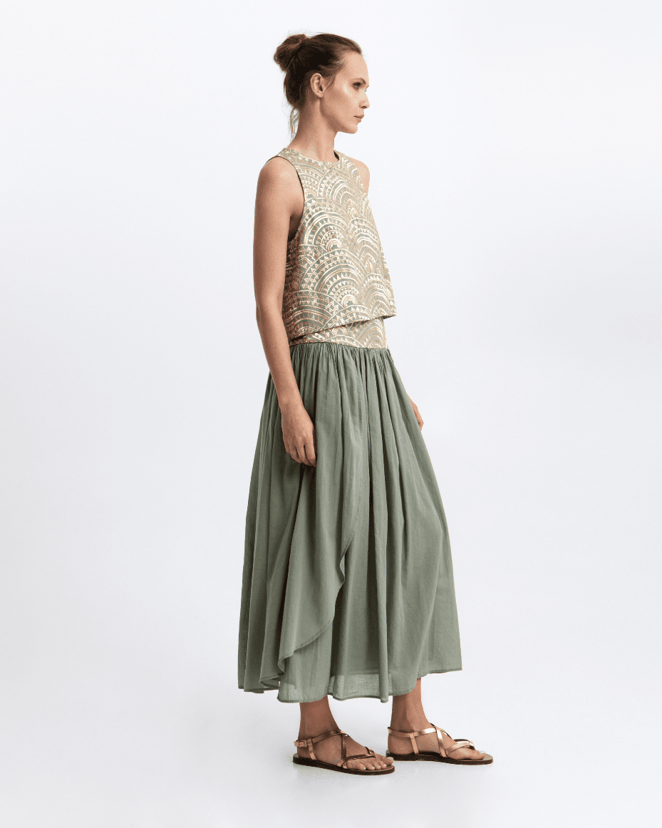 Milla Greek Archaic Kori New Triangle Long Skirt - GREEK ARCHAIC - Luxe Leopard