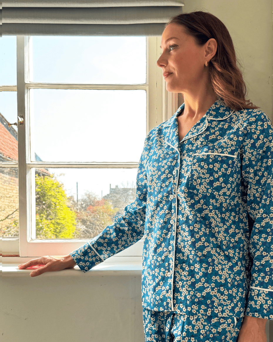 Liberty Fabric Pyjamas Teal Mitsi - LIBERTY - Luxe Leopard