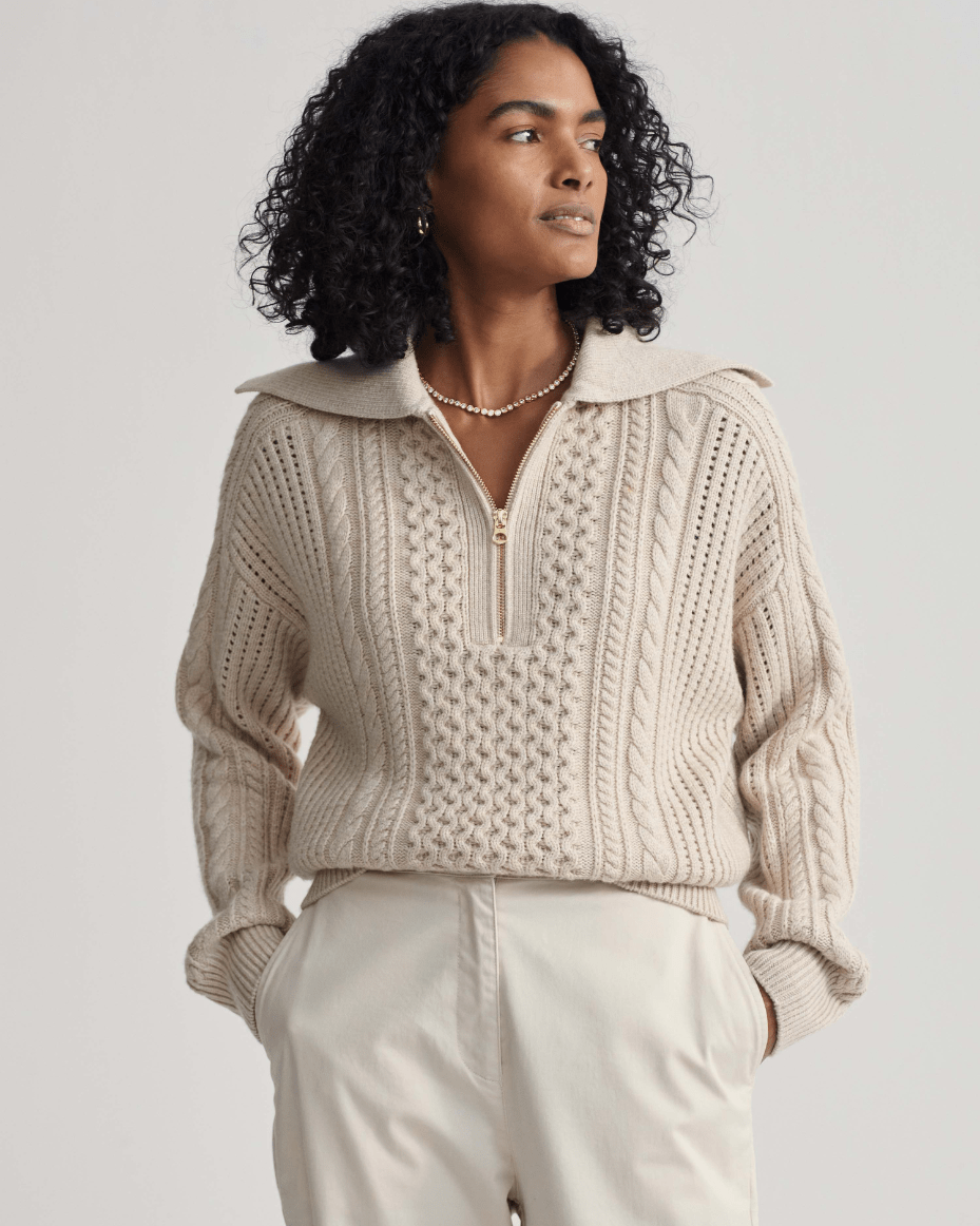 Varley Camello Relaxed Cable Half Zip