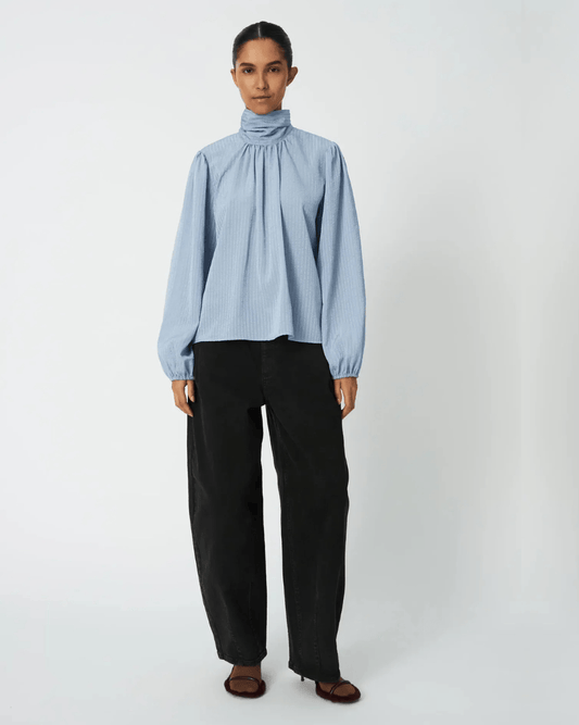 Stella Nova Bow Blouse in Dowe Blue
