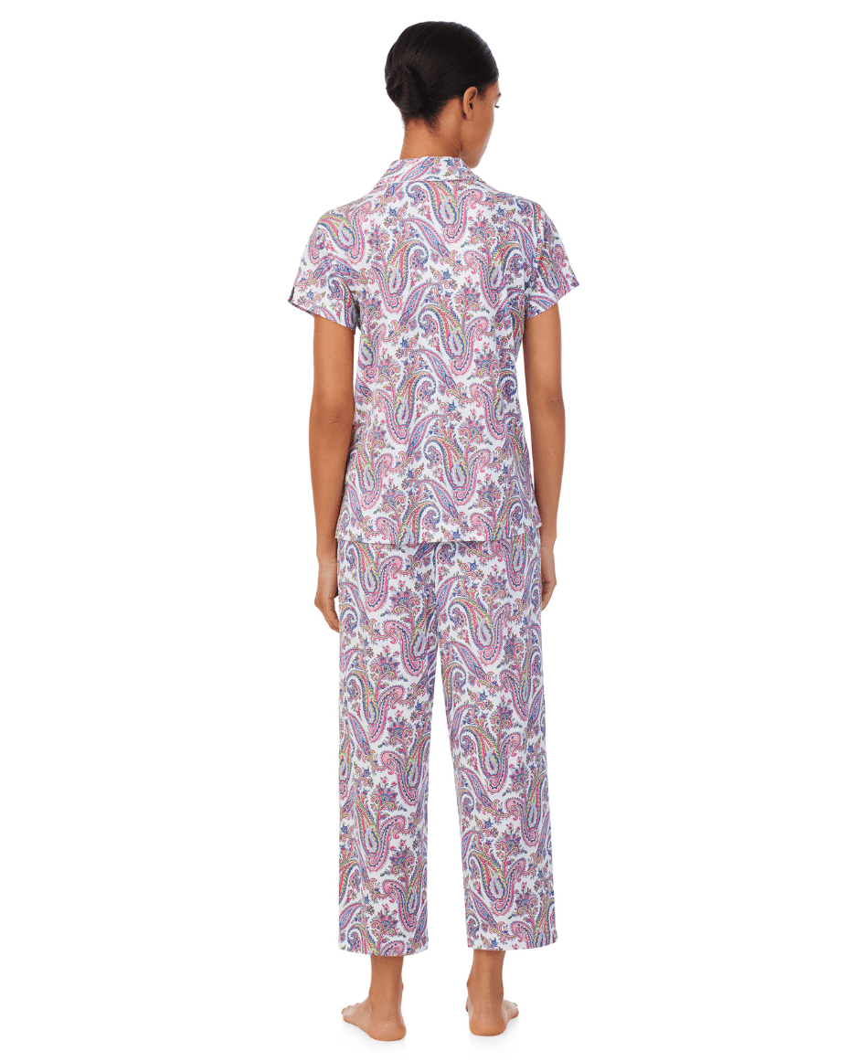 Ralph Lauren Short Sleeve Notch Collar Cropped pant Pj Set - RALPH LAUREN - Luxe Leopard