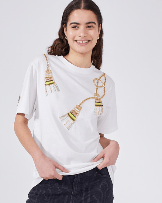 Hayley Menzies Tassel Beaded T-Shirt