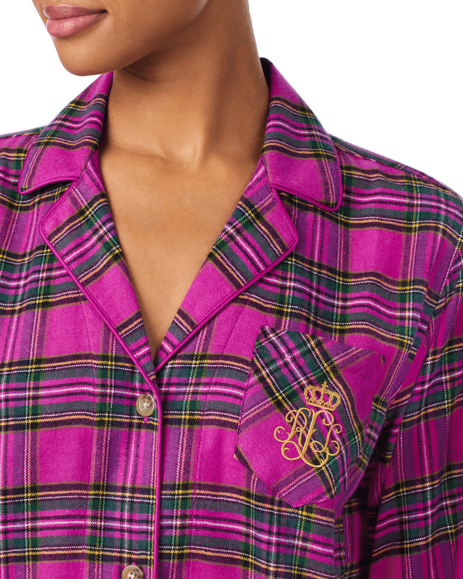 Ralph Lauren Long Sleeve Notch Collar Long Pant PJ Set - RALPH LAUREN - Luxe Leopard