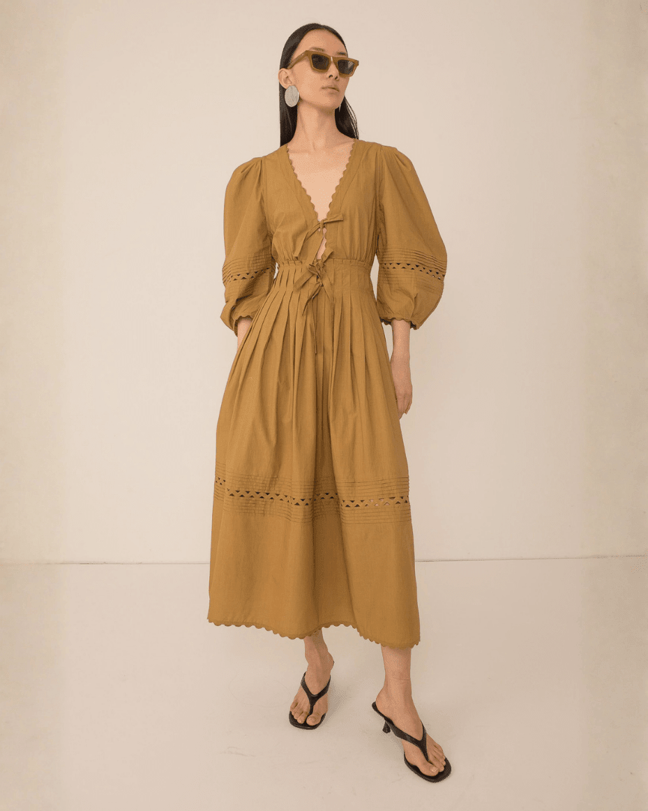 Vivere Pilar Pleat Dress - VIVERE - Luxe Leopard