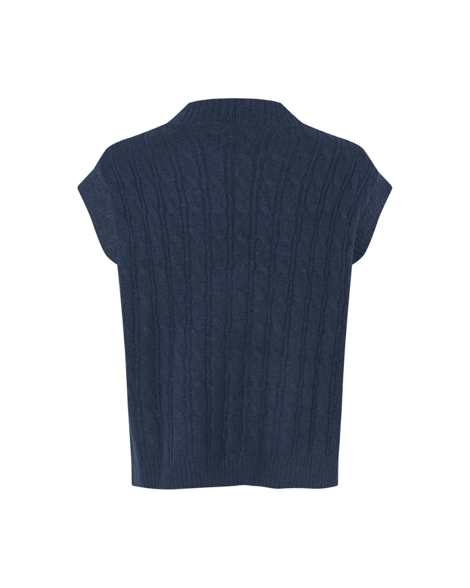 Lollys Laundry Finn Knit Vest SL in Dark Navy - LOLLYS LAUNDRY - Luxe Leopard