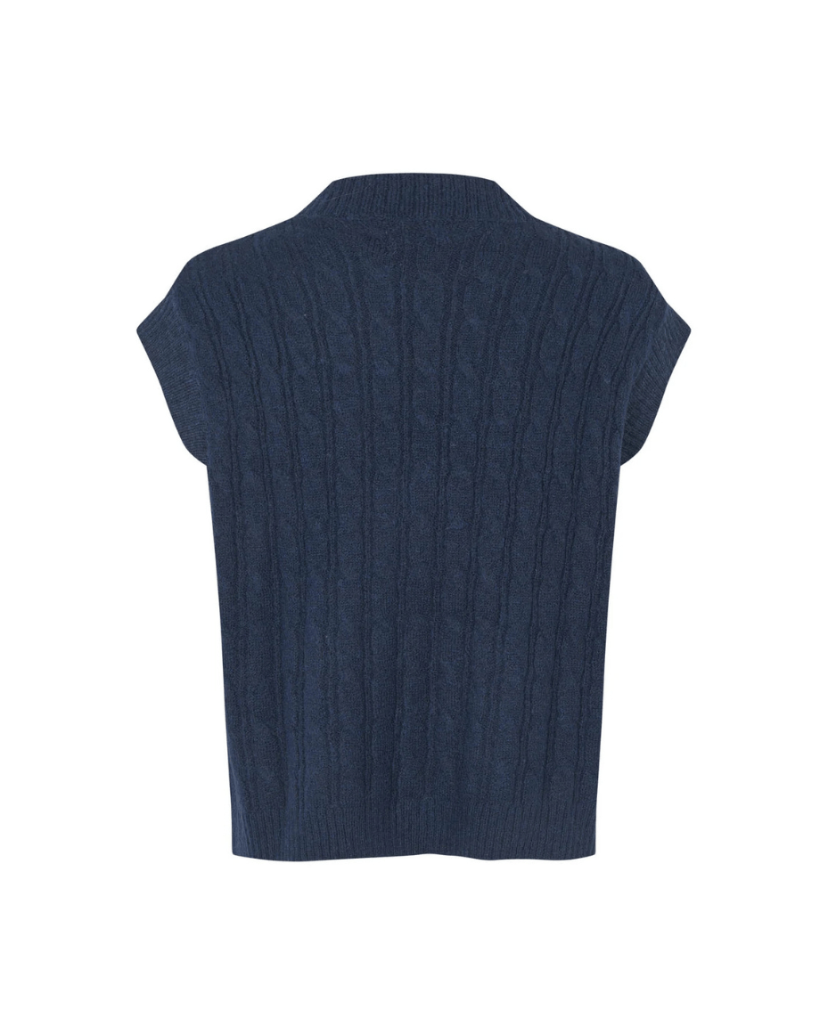 Lollys Laundry Finn Knit Vest SL in Dark Navy