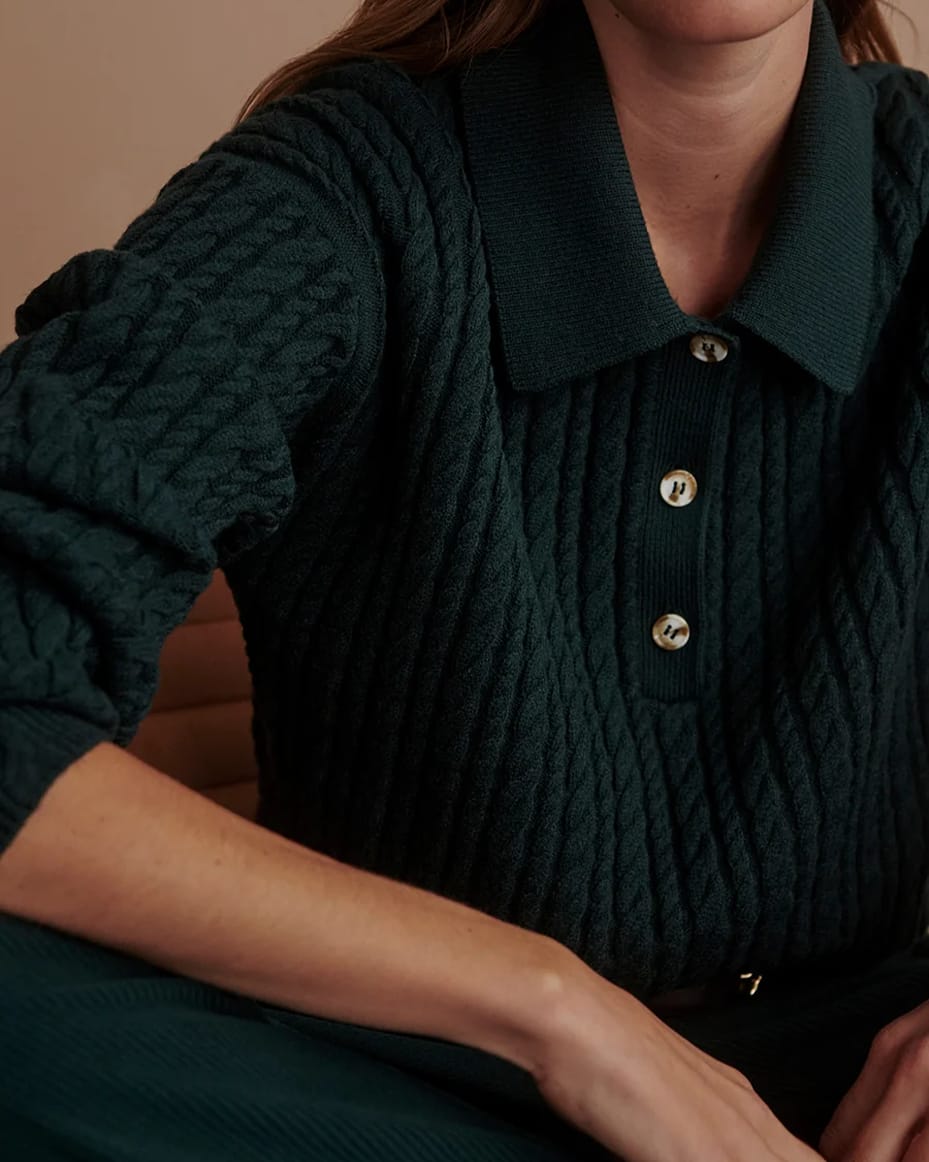 Varley Dottie Polo Knit Sweater Ponderosa Pine