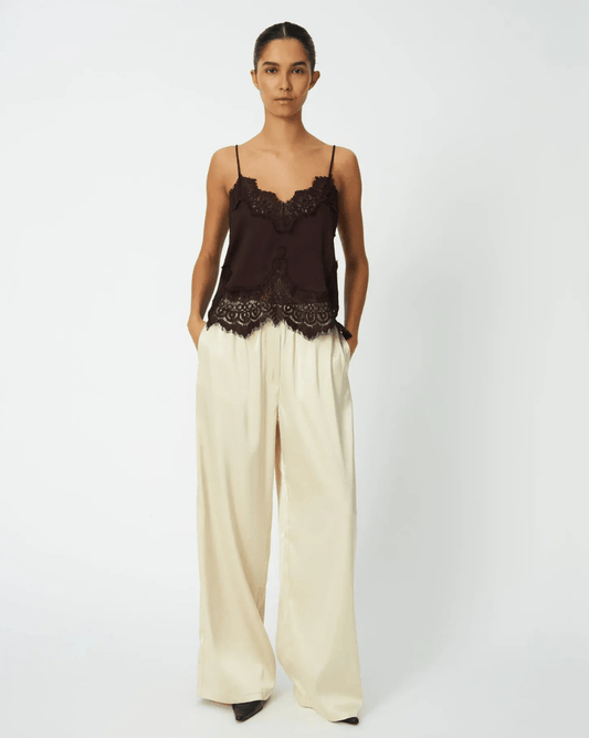 Stella Nova Underlayer Lace Top in Dark Brown