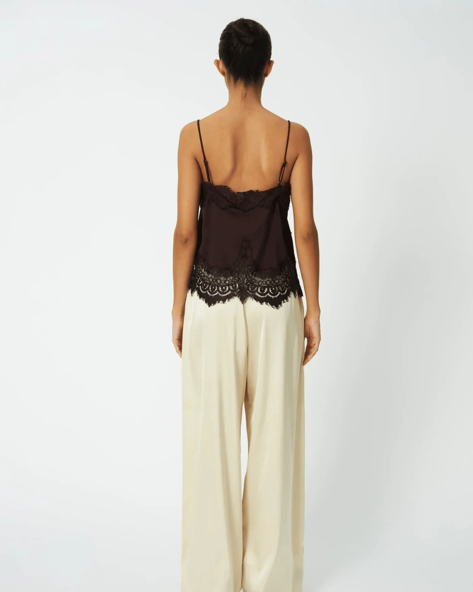 Stella Nova Underlayer Lace Top in Dark Brown