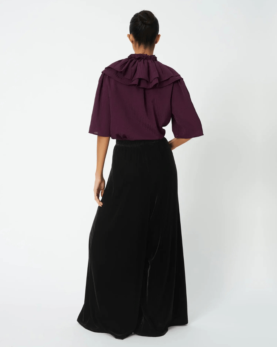 Stella Nova Velvet Volume Pants in Dark Brown