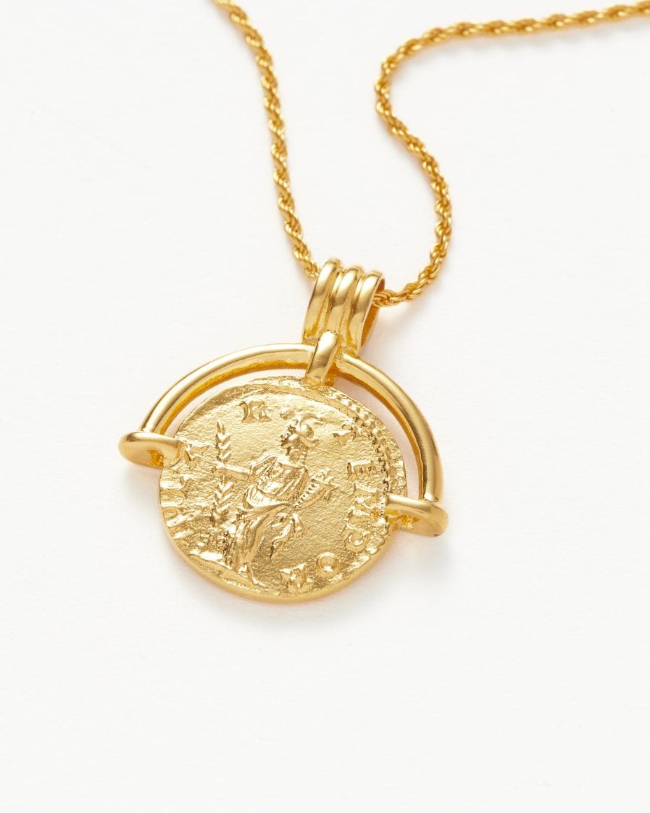 Missoma Lucy Williams Gold Medium Engravable Roman Arc Coin Necklace