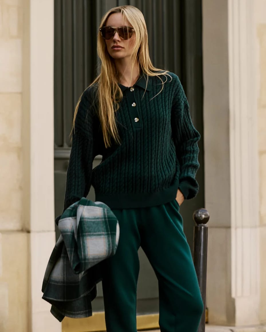 Varley Dottie Polo Knit Sweater Ponderosa Pine