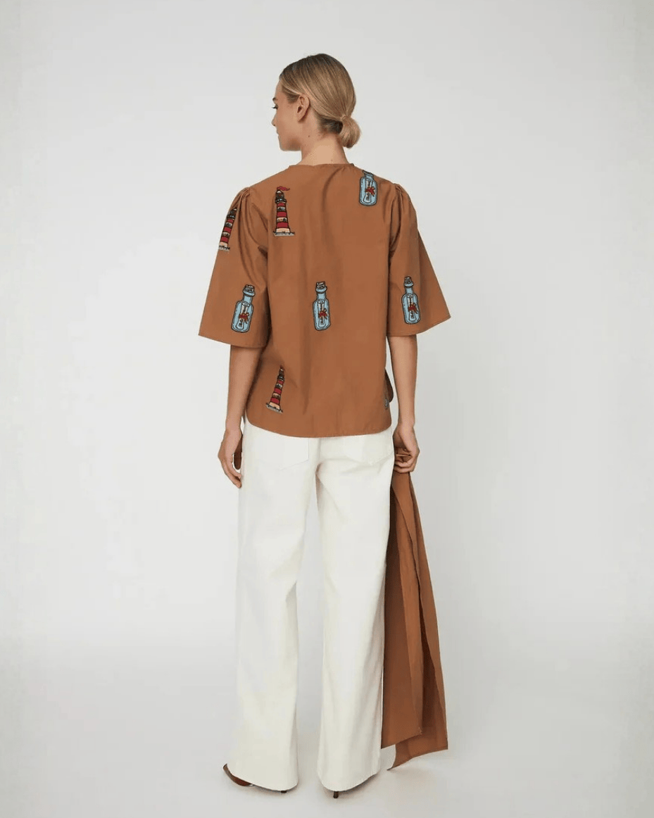 Stella Nova - Embroidered Bow Shirt - STELLA NOVA - Luxe Leopard