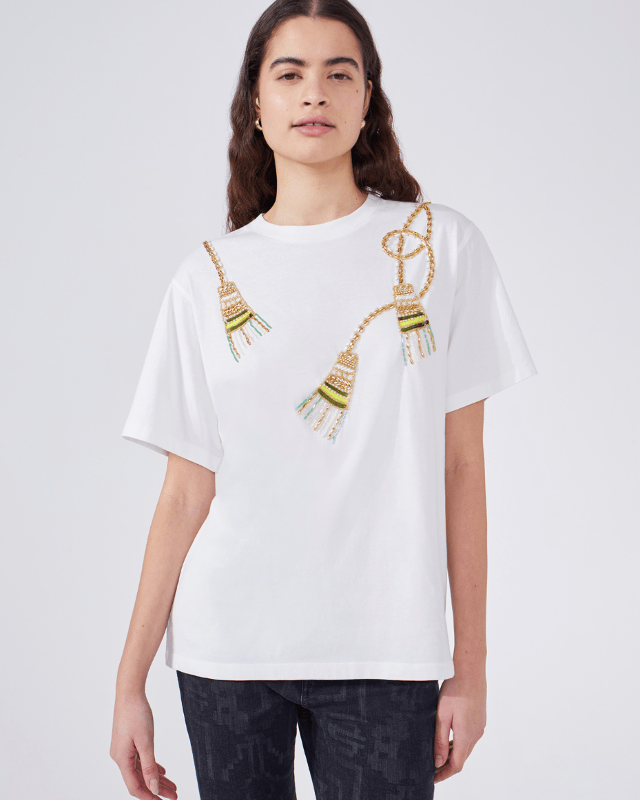 Hayley Menzies Tassel Beaded T-Shirt