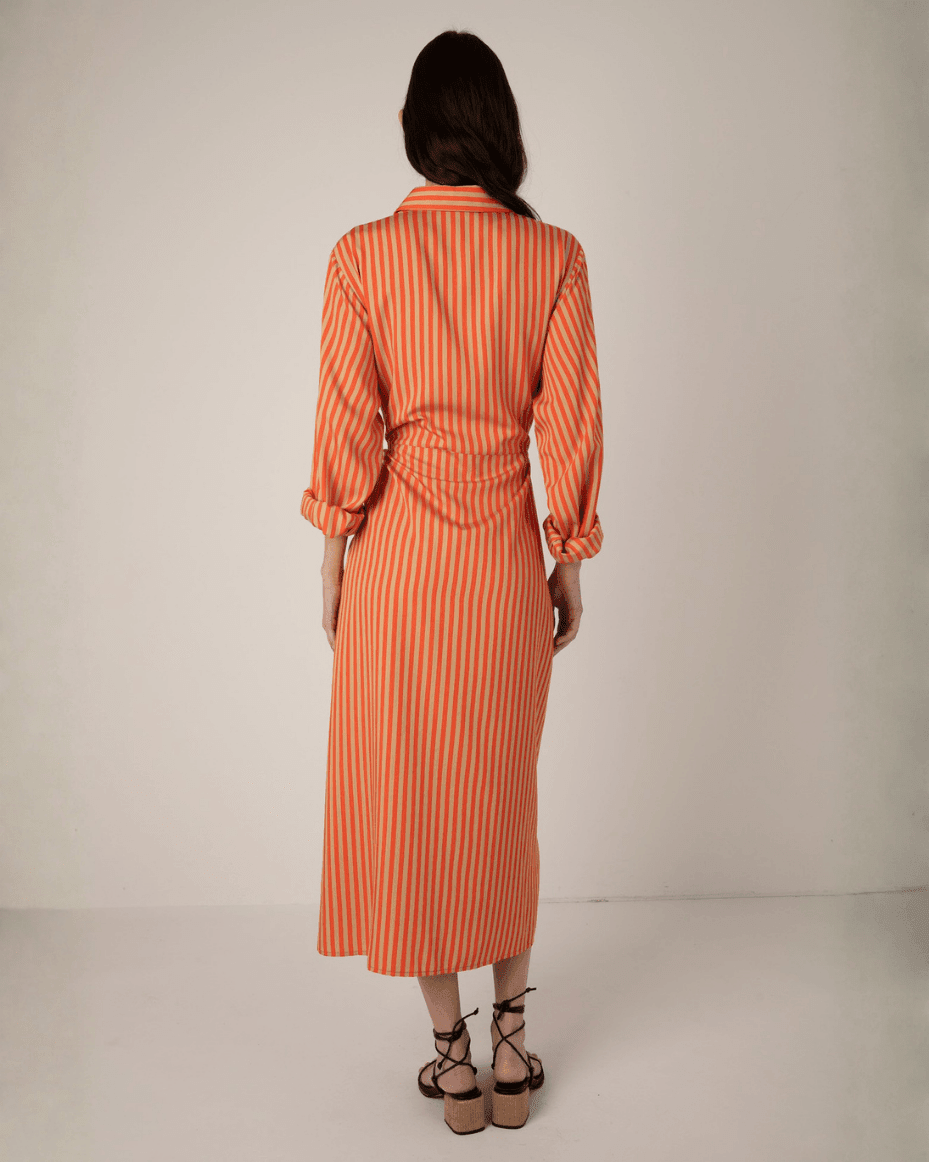 Vivere Lina Tie Front Shirt Dress - VIVERE - Luxe Leopard