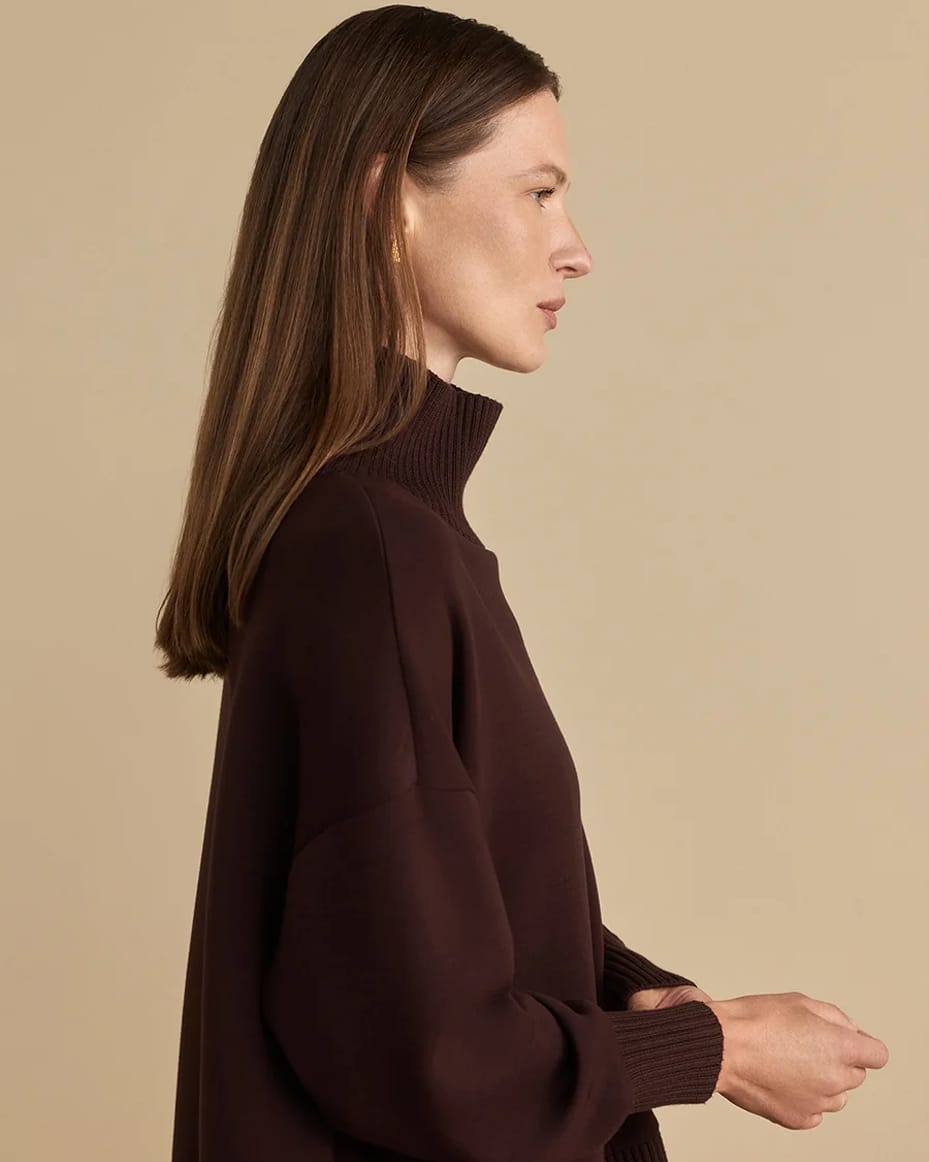 Varley Barker High Neck Sweat Coffee Bean