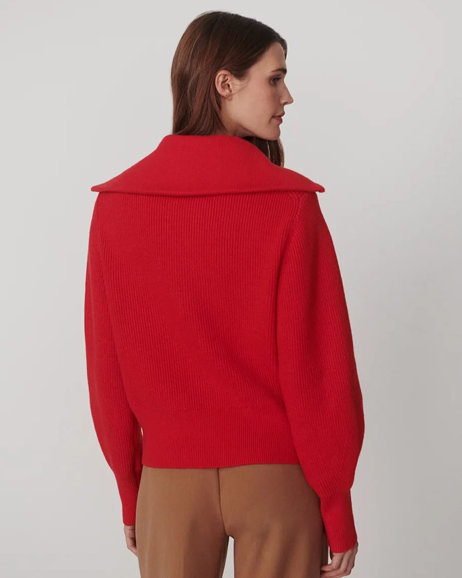 Varley Enrico Zip Through Knit Jacket Washed Red