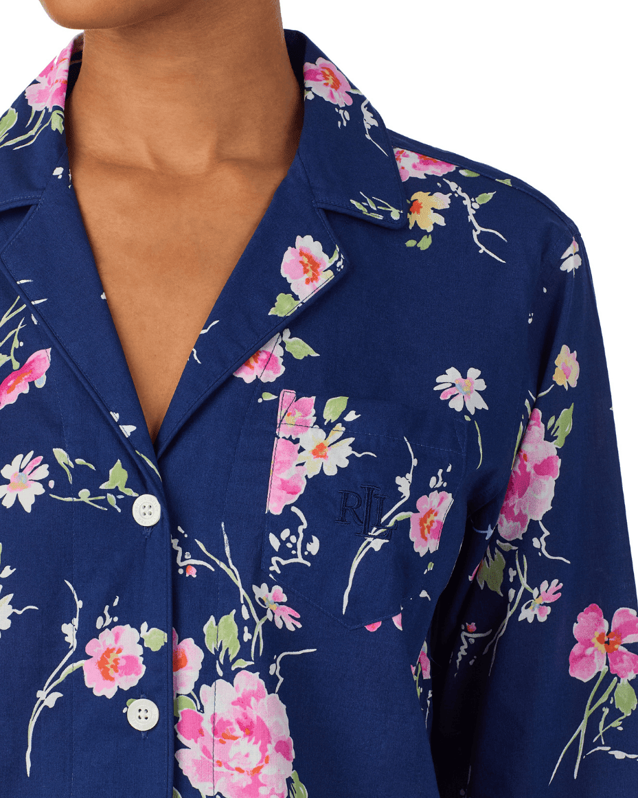 Lauren Ralph Lauren Long Sleeved Notch Collar Ankle Pant Pj Set - RALPH LAUREN - Luxe Leopard