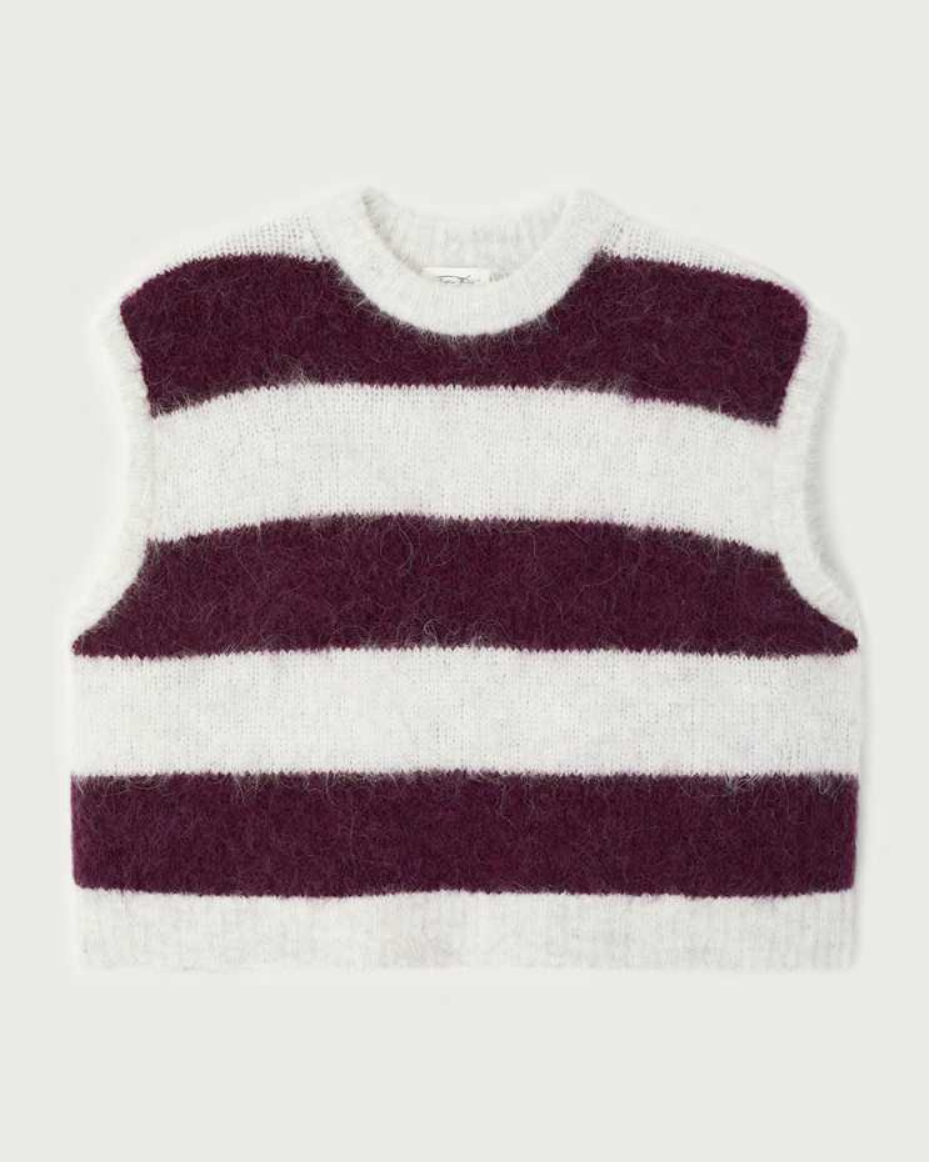 American Vintage Niby Knitted Vest Cranberry Stripe