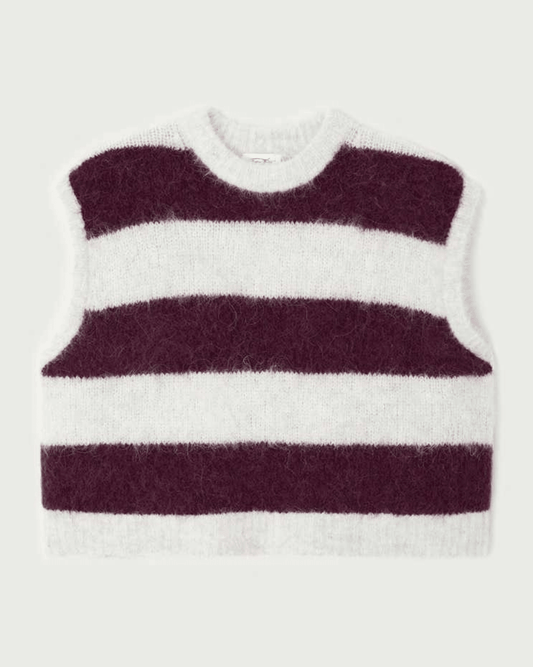 American Vintage Niby Knitted Vest Cranberry Stripe - AMERICAN VINTAGE - Luxe Leopard
