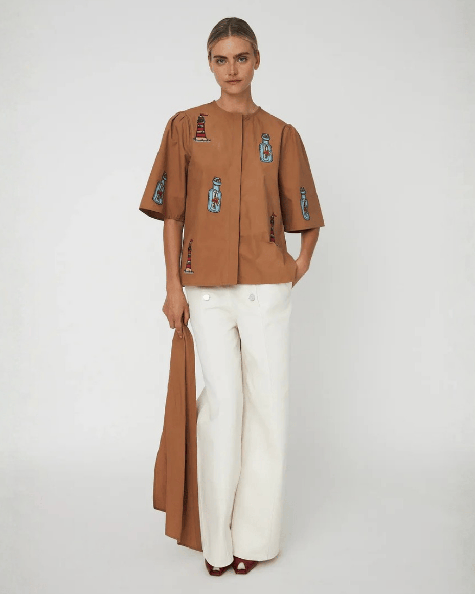 Stella Nova - Embroidered Bow Shirt - STELLA NOVA - Luxe Leopard