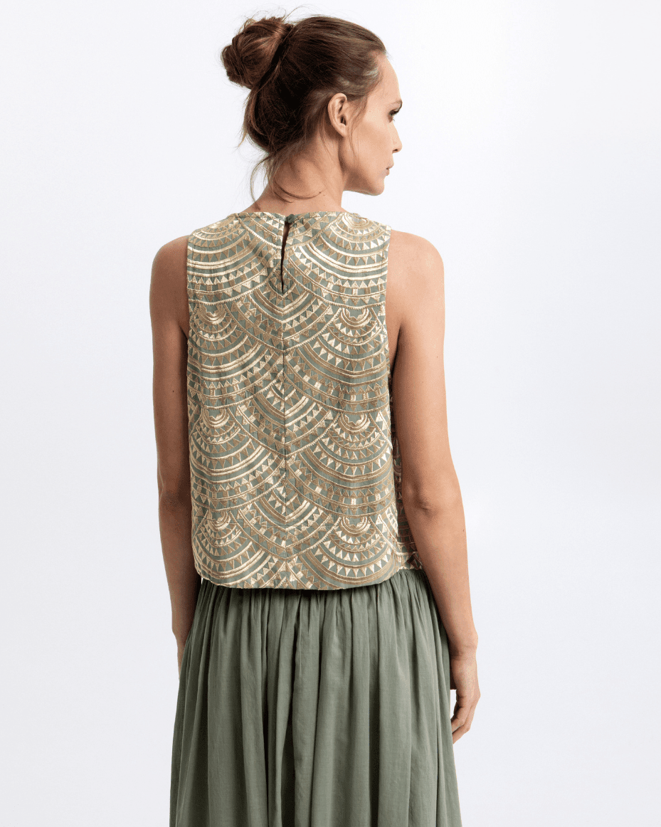 Milla Greek Archaic Kori New Triangle Sleeveless Top - GREEK ARCHAIC - Luxe Leopard