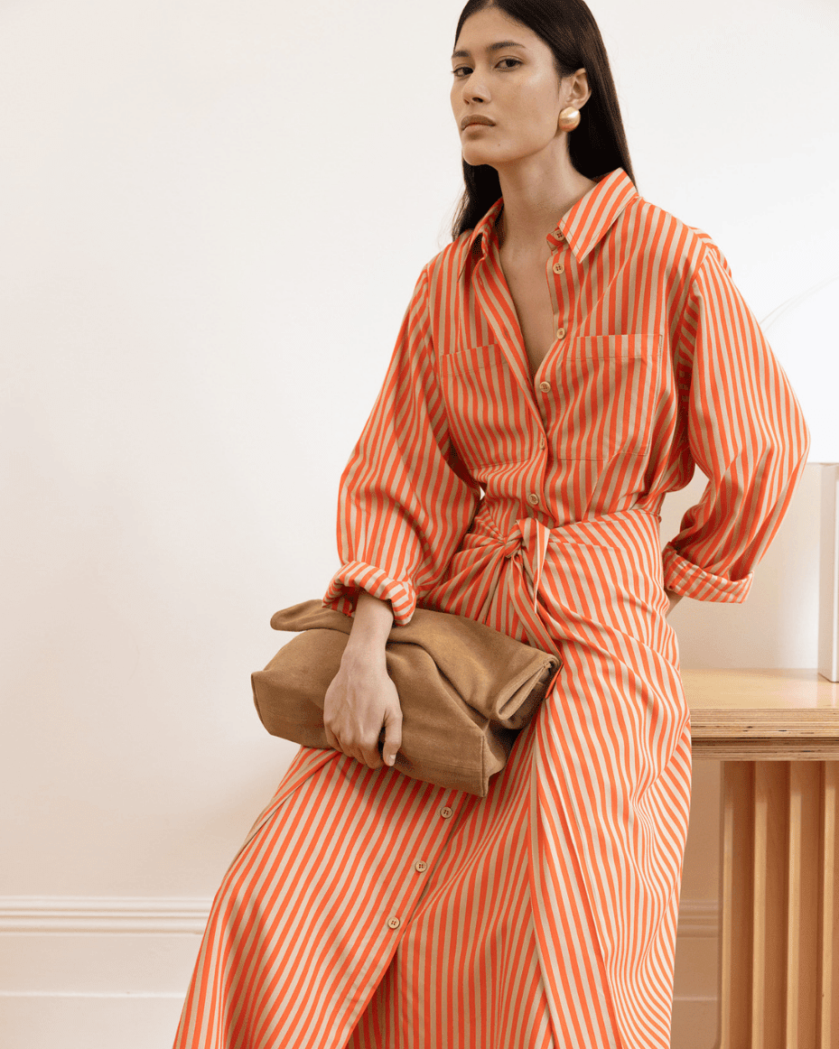 Vivere Lina Tie Front Shirt Dress - VIVERE - Luxe Leopard