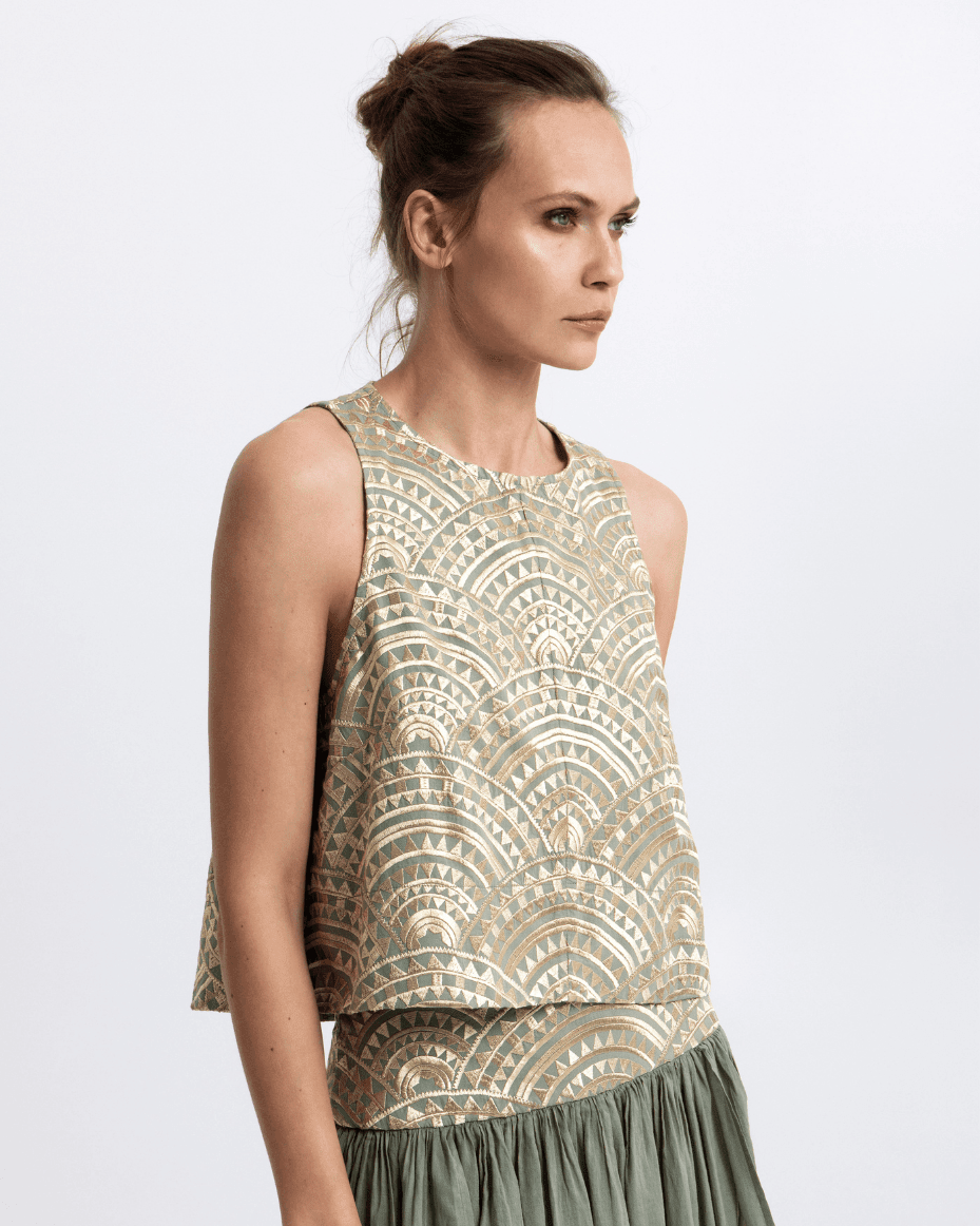 Milla Greek Archaic Kori New Triangle Sleeveless Top - GREEK ARCHAIC - Luxe Leopard