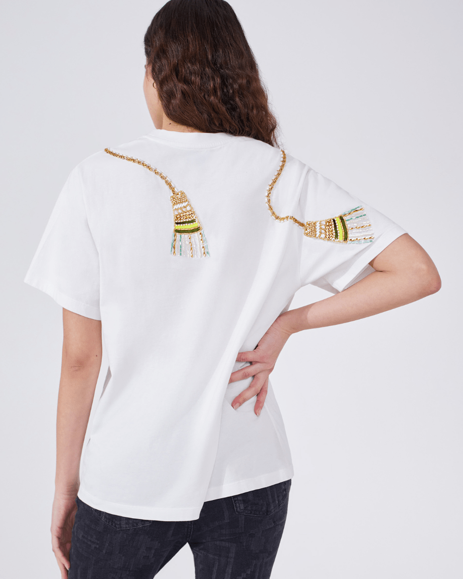 Hayley Menzies Tassel Beaded T-Shirt