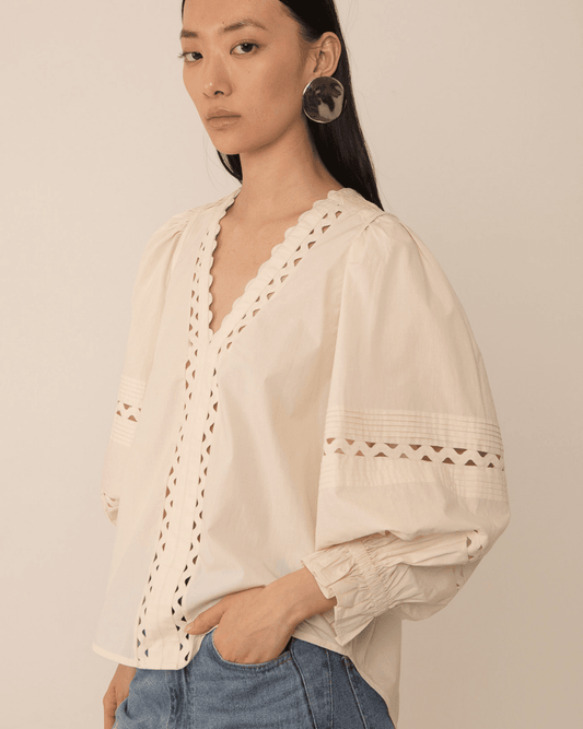 Vivere Arlette Pintuck Blouse - VIVERE - Luxe Leopard