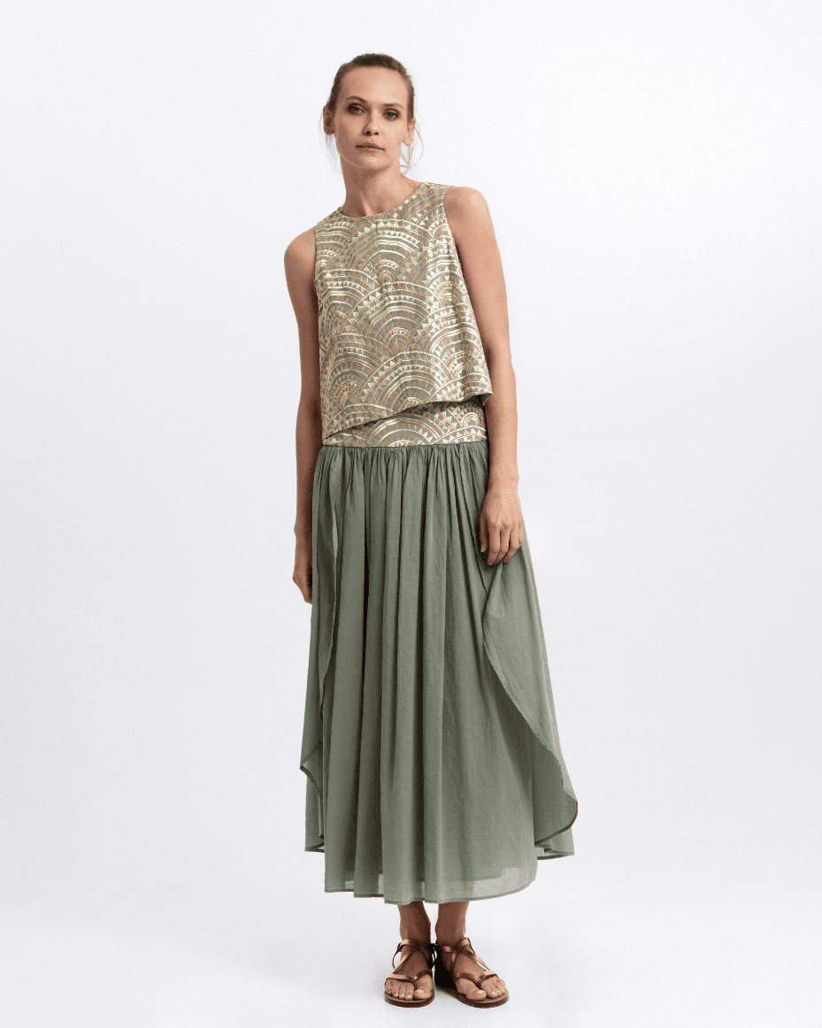Milla Greek Archaic Kori New Triangle Long Skirt - GREEK ARCHAIC - Luxe Leopard