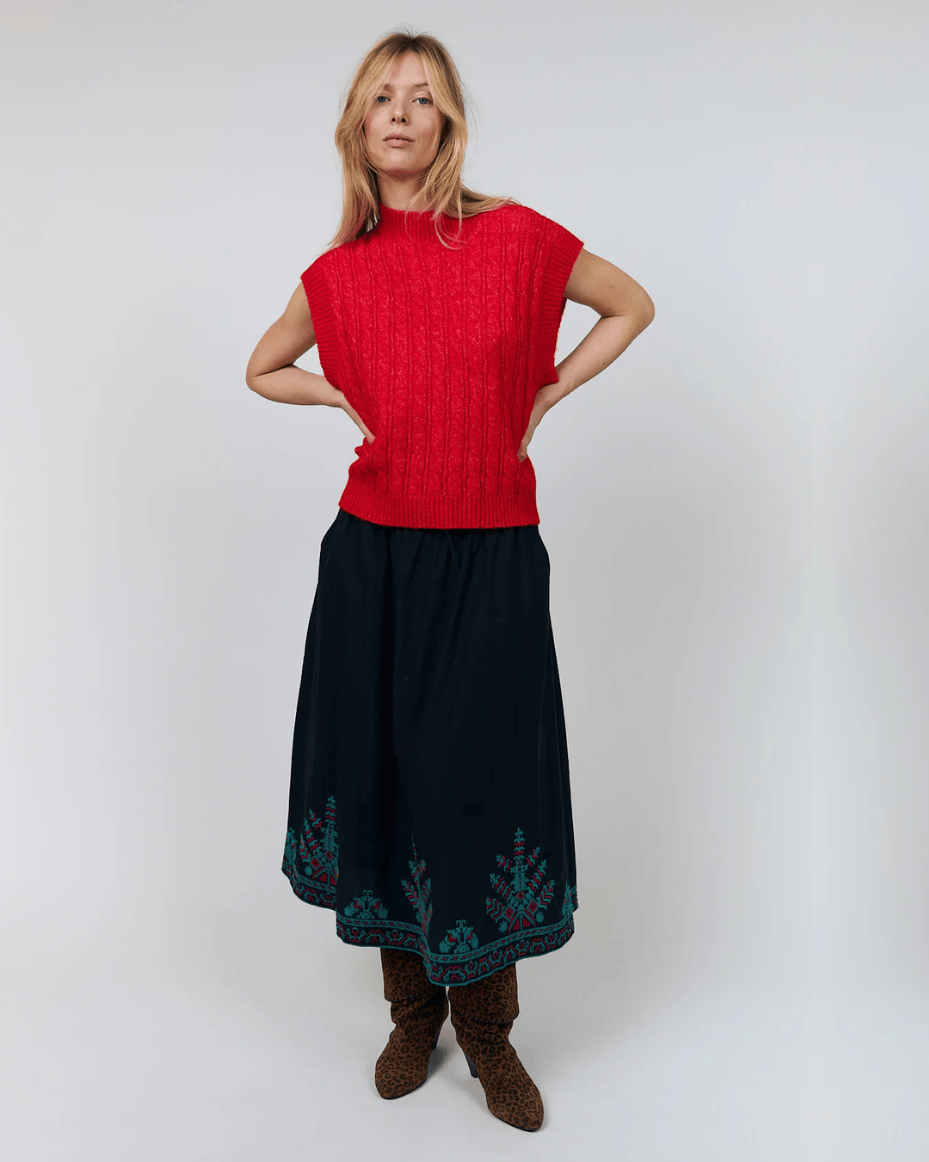 Lollys Laundry Finn Knit Vest SL in Red